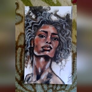 Elegant Oil Portrait Art with Gray and Brown Hues